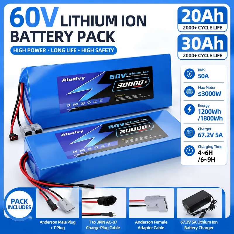 แบตเตอรี่ลิเธียม Aleaivy 60V 2 - 60V 30Ah Electric Scooter Battery บทวิจารณ์และราคา